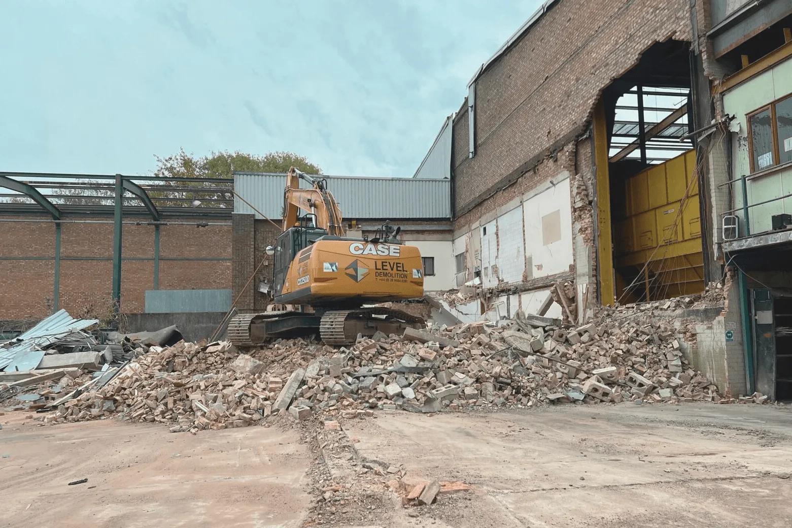 Rising above the wreckage: Level Demolition’s new Volvo EC380E Demolition Rig commands the Hendon Waste Transfer Station site.